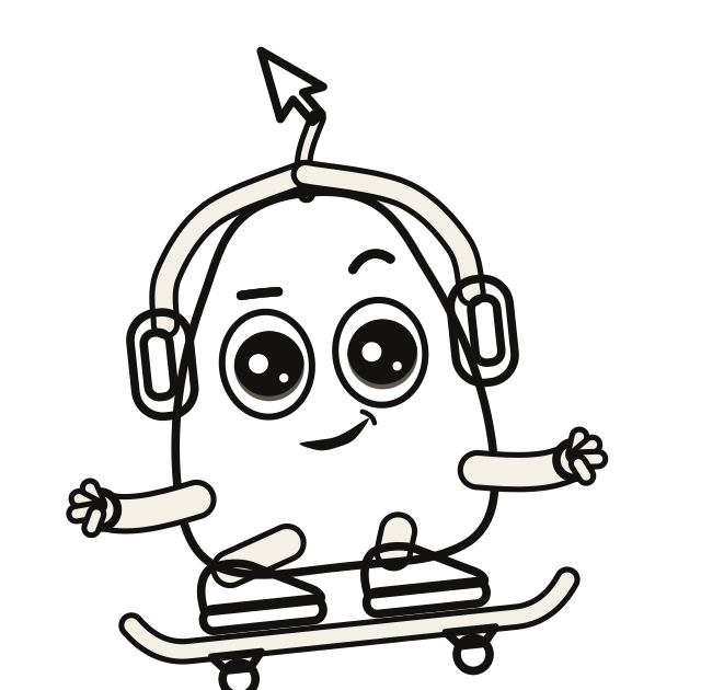 Bop as an outline on his skateboard