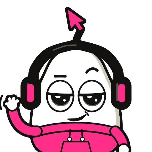 Bop in his pink hoodie, waving